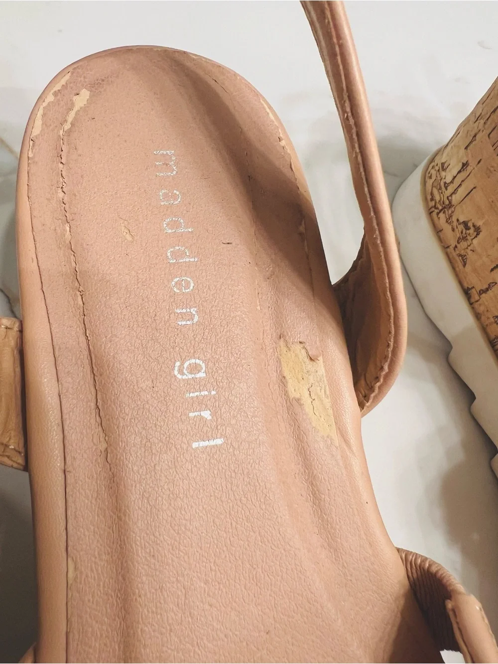 Madden Girl Women’s Nude Cork Platform Sandal with Ankle Strap